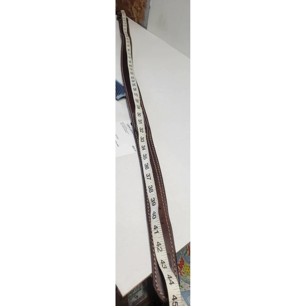 Duluth Trading‎ Co Brown Leather Double Stitched Belt Mens 34 Made in USA 90013